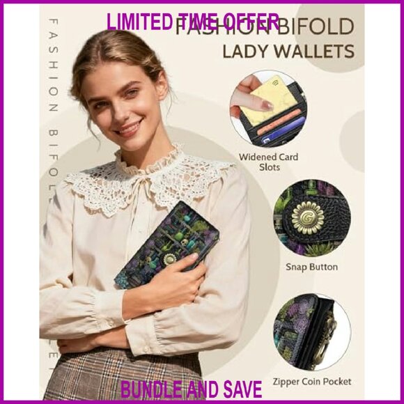 RFID Blocking Bifold Wallet with Zipper Coin Pocket, PU Leather Travel Billfold - Picture 7 of 7